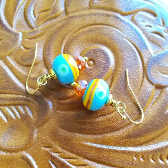 Vibrant & Colorful! Short Boho Dangle Earrings! Artisan Beads + Spunk for You! - Picture 7 of 12